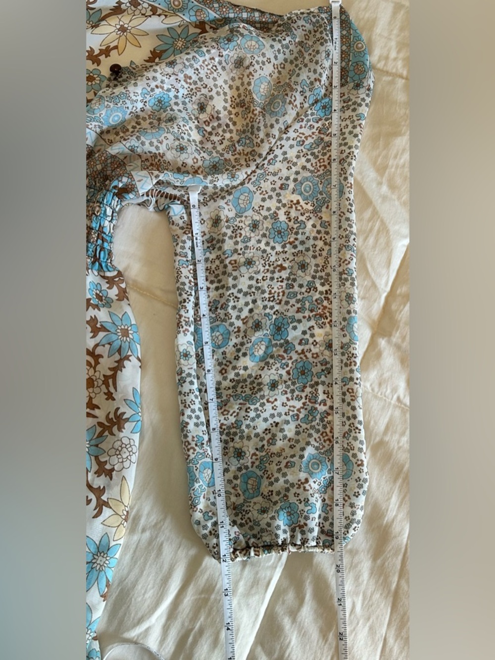 Boho V-Neck Floral Maxi Dress in Blue and Brown - Picture 8 of 10